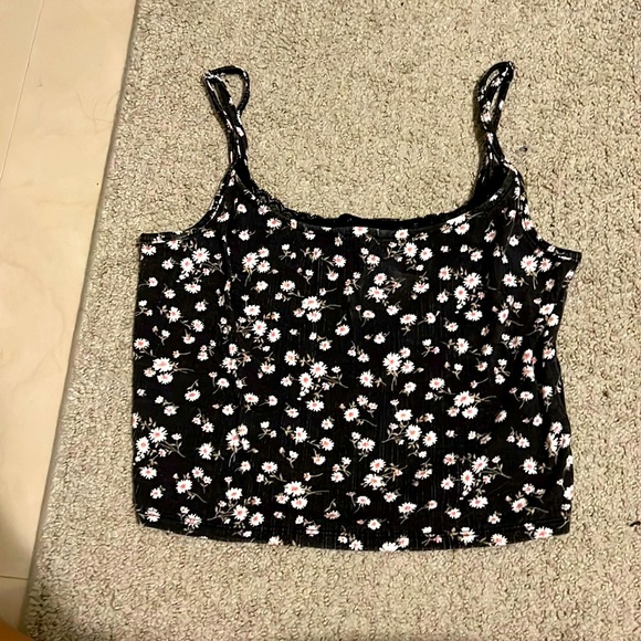 Forever 21 Floral Tank Top Black Size M - Picture 1 of 4